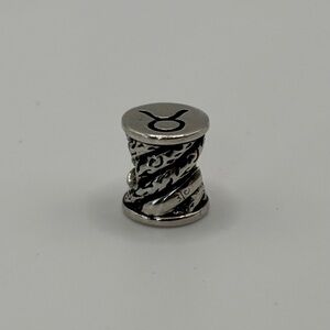 Vintage Danbury Mint Signed Silver-Tone Taurus Zodiac Barrel Charm